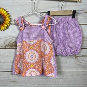 Three‎ Sisters Toddler Girls Purple Polka Dot Orange Floral Bloomer Set 3T